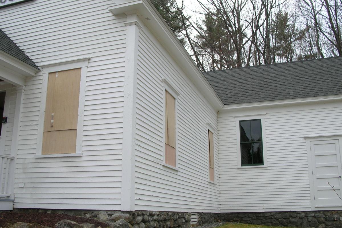 April 25, 2022 - Repair, reglazing and painting of our historic Town House windows is underway. Sashes are removed from three windows at a time and taken off-site for refurbishing. Later, custom storm windows with screens will be installed.  This work is funded in part by a $9,750 Moose Plate Grant.