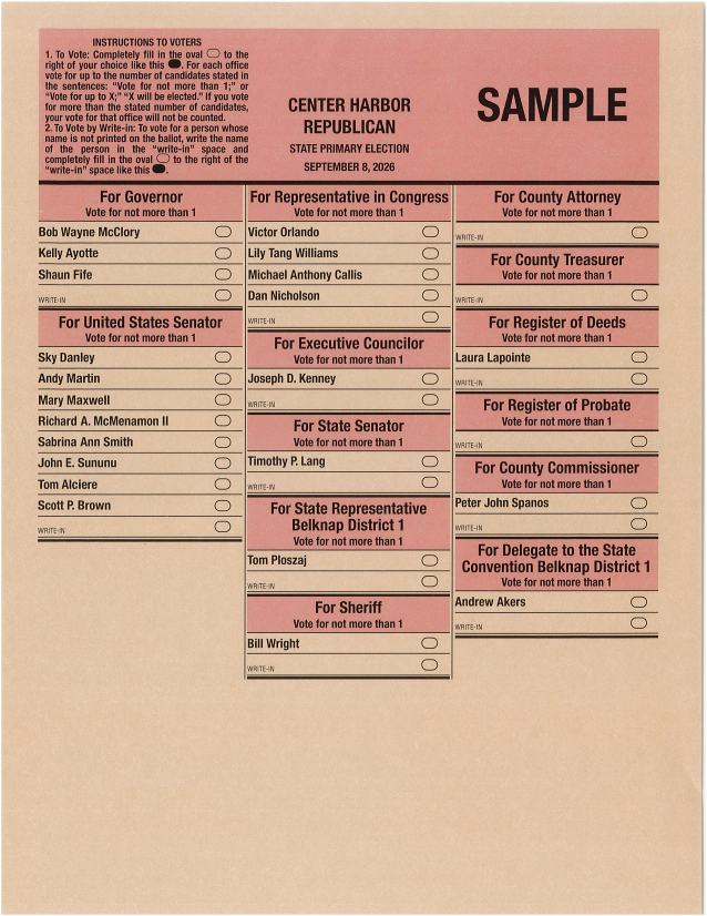 Republican Sample Ballot 2026